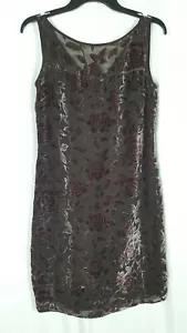 Vestido vintage Liz Claiborne 4 terciopelo agotado púrpura sin mangas mezcla de seda - Imagen 1 de 12