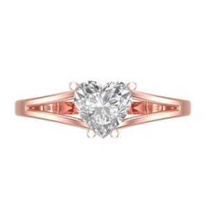 1 cttw Solitaire Zirconia Diamond Engagement Ring - 14K Solid Gold (Rose Gold) - Picture 1 of 11