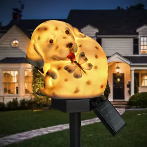 Solar LED Dog Garden Light Waterproof Outdoor Yard Pathway Decor with Stake - Picture 1 of 13