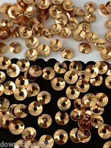 Sequins 5mm Gold Metallic Cup Coolie Hat Cone Shape Choose Pack Size - Bild 1 von 1