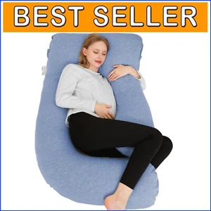 Soft Polyester U-Shaped Maternity Pillow with Removable Cover - Ideal for Sleep - Picture 1 of 8