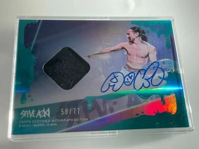 2020 Topps x Steve Aoki Wave-4 Jeans Relic Card Auto Blue Frosting Patch #58/77  - Image 1 of 4