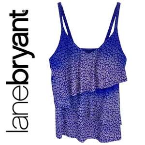 NEW Lane Bryant Sz 18 Tiered Leopard Blue Ombre Ruffle Tankini Swim Top NWOT - Picture 1 of 7