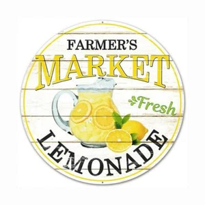 Frische Limonade, Vintage Stil Bauernmarkt Wandschild, 12" rund, Metalltafel - Bild 1 von 2
