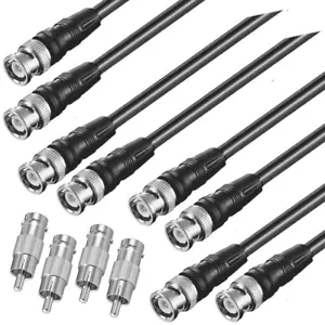 4 x BNC KABEL mit 4 x Cinch Adapter, Koaxialkabel, RG59, 75 Ohm, VIDEO AUDIO 2 m - Bild 1 von 4