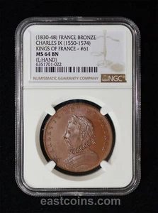 NGC MS64 ND (1830-1848) "Kings of France - Charles IX (1550-1574)" Bronze Medal - Picture 1 of 4