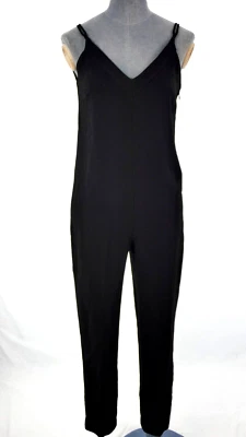 Mono Sandro Negro Crepé Minimalista Tirantes Pierna Ajustada Informal Talla EU 36 UK 8 Foto 1 de 4