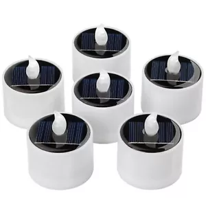 6 Pcs Solar Powered Outdoor Led Tea Lights Waterproof Rechargeable Flameless Fli - Picture 1 of 9