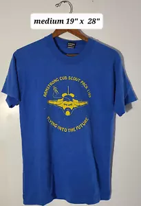 Vintage 90s Armstrong Cub Scout "Flying/Future" Blue Medium T-Shirt Single Stitch - Bild 1 von 5