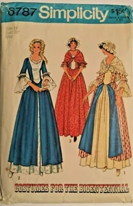 Simplicity 2-Piece Dress, Cap & Shawl, Bicentennial Pat 6787, Size 14 Miss - Cut - Picture 1 of 1