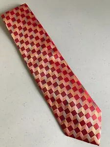 Ferrecci 'Black Tie' Neck Tie~Red Gold Blue~Diamond Cube Microfiber Hand Made - Picture 1 of 4