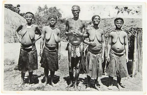 Südafrika 1 1/2p Zensierte Ansichtskarte. Long Beach ca. Native & his Wives - Bild 1 von 2