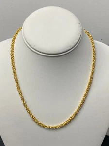 14K GOLD OVER STERLING SILVER 3.6MM WIDE ROUND BYZANTINE 18 INCH NECKLACE - Picture 1 of 1