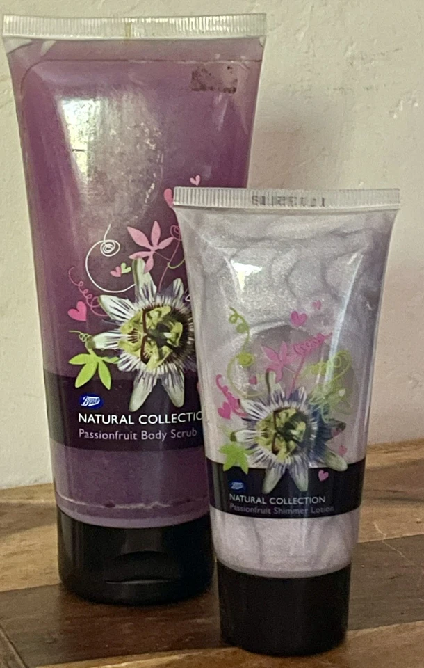 Boots Natural Collection Passionfruit Body Scrub 200ml + Shimmer Lotion 75ml New - Image 1 of 1