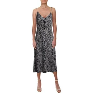 Neu mit Etikett unverbindliche Preisempfehlung des Herstellers 125 $ - Michael Kors Leopardendruck Midi Tank Kleid, schwarz weiß, KLEIN - Bild 1 von 2