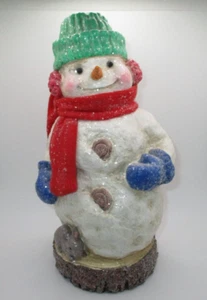 Hallmark Resin Snowman Glitter snow Figurine 10" Tall Red Scarf Green Hat - Picture 1 of 5