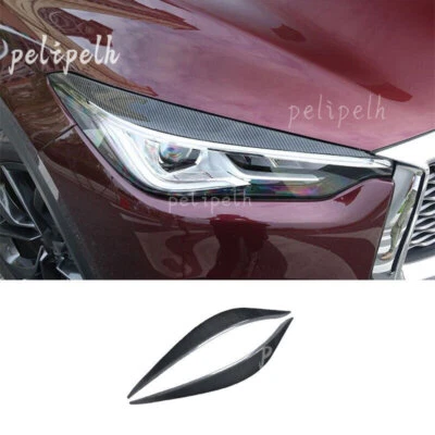 Fit For infiniti QX50 2019-2023 Carbon Fiber Front Headlight Lamp Strip Trim - Image 1 of 4