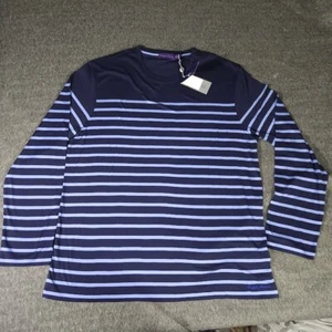 Ralph Lauren Purple Label Lisle Purple Stripe Long Sleeve T Shirt Mens 2XL $275 - Picture 1 of 10