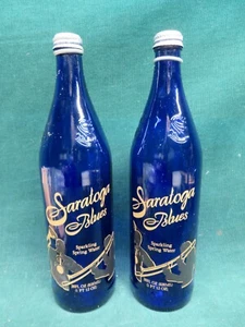 Saratoga Sparkling Spring Water 28oz Cobalt Blue Glass Bottles- 130yrs of Blues - Picture 1 of 7