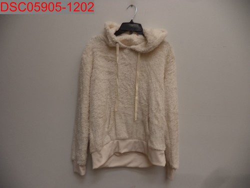 OFF WHITE Nuova con etichette Felpa con cappuccio donna Love By Design in pile peluche avorio taglia media