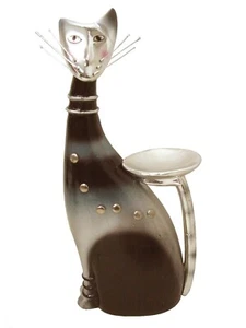(31084) FIGURA RESINA GATO DE PIE CANDELABRO VELA - Imagen 1 de 1