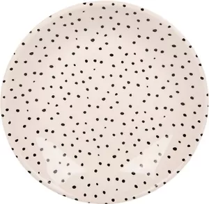 9.5"D SMALL BLACK DOTS DESIGN ON WHITE ROUND PASTA BOWL SET 6 MADE IN PORTUGAL - Picture 1 of 2