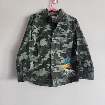 365 Niños de Garanimals Camuflaje Camisa Abotonada Talla 7 Niños Camiones Nuevo Foto 1 de 4