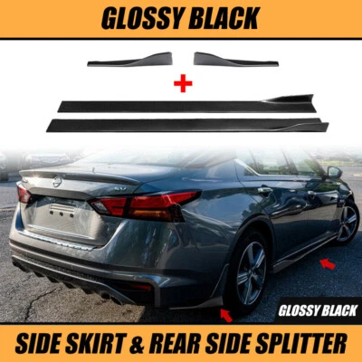Extensión de faldón lateral + delantal trasero negro brillante para Nissan Altima 2019-2021 Foto 1 de 4
