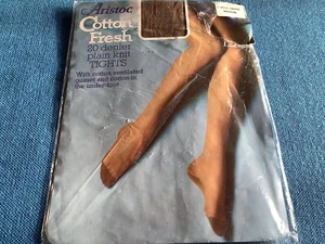 Pr 🦵👠Aristoc Cotton Fresh Sheer Smooth Knit Tights medium GENTLE SMOKE VINTAGE - Picture 1 of 2