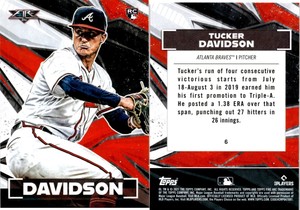 2021 Topps Fire Baseball Card 6 TUCKER DAVIDSON ROOKIE ATLANTA BRAVES