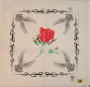 Vintage Harley Davidson Red Rose, Eagle and H-D Shield Themed Bandana 22" x 22" - Picture 1 of 1