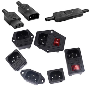 IEC Mains Power Plug / Socket Inlet Outlet Cable Connectors C13 C14 - Picture 1 of 13