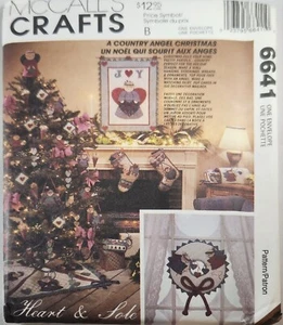 McCalls Crafts Patrón 6641 Country Angel Medias de Navidad Corona Sin Cortar - Imagen 1 de 2