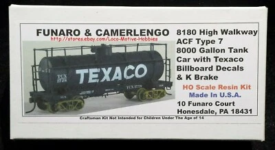 LMH FUNARO F&C 8180 TEXACO 8000 Gallon ACF Type 7 TCX TANK CAR 1-Pc Body - Image 1 of 4