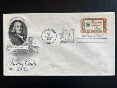 1140 American Credo Series Benjamin Franklin FDC Art Craft 1957 Philadelphia PA - Image 1 of 2