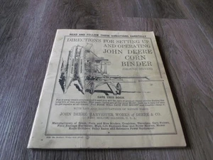VINTAGE DIRECTIONS FOR SETTING UP AND OPERATING JOHN DEERE CORN BINDER BOOKLET - Picture 1 of 4