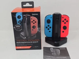 Genuine OEM Nintendo Joy-Con Controllers Blue/Red Joycon + Bionik Charging Dock - Picture 1 of 16