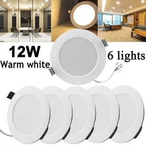 6X 12W LED Panel Ceiling Lights Recessed Down Lamp Kitchen Fixtures Warm White - Picture 1 of 12