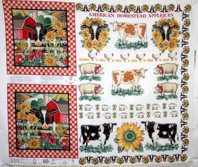 AMERICAN HOMESTEAD APPLIQUES PANEL BY JOAN KESSLER  - 100% COTTON FABRIC - Image 1 of 4