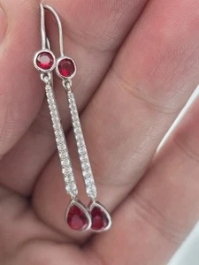DSMK 925 STERLING SILBER ROT Granat OHRRINGE - Bild 1 von 13