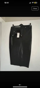 Black Faux Leather Pencil Skirt - Picture 1 of 2