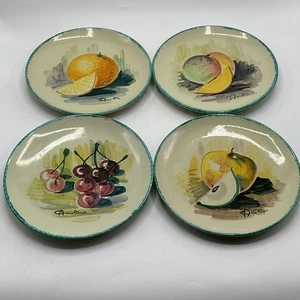 "4 platos de ensalada italianos pintados a mano vintage firmados por frutas 8,5"" astillados" - Imagen 1 de 10