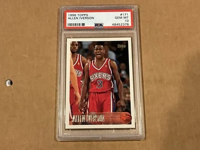 1996-97 Topps Allen Iverson Rookie RC #171 Philadelphia 76ers PSA 10 Gem Mint - Image 1 of 3