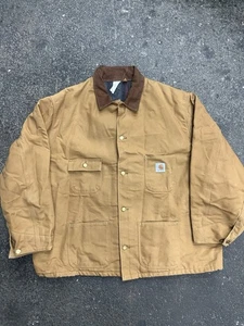 Vintage Carhartt C01 BRN Jacket Mens 60 Barn Chore Blanket Lined Union Made USA - Picture 1 of 8