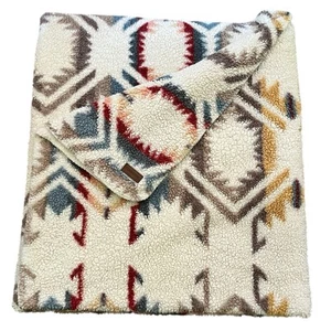 Pendleton White Sands Southwest Aztec Sherpa Throw Fleece Blanket 50” X 70” - Picture 1 of 8