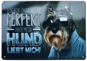 Blechschild Metall Schild Geschenk Witzige Sprüche Hund Liebt Mich Kurt Eulzer - Bild 1 von 1