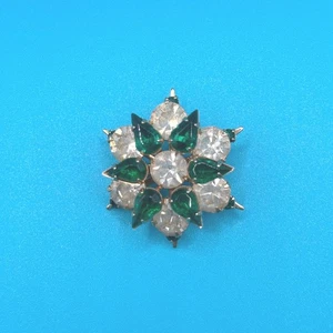 Spilla floreale vintage verde strass fiore spilla gioielli matrimonio - Foto 1 di 7