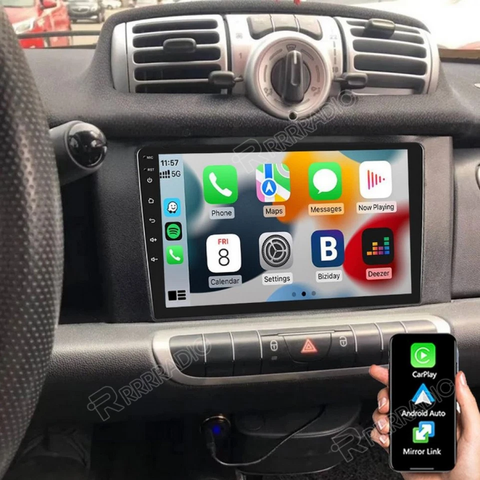 For 2010-2015 Smart Fortwo 451 Apple Carplay Android 15 Car Stereo Radio GPS NAV - Image 1 of 4