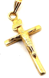 HERMOSO DIJE/COLGANTE CRUZ ORO AMARILLO 14k sólido - Imagen 1 de 7