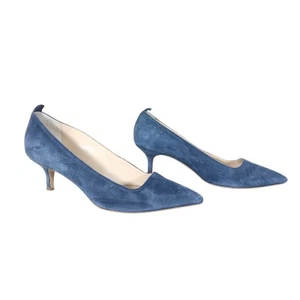 Everlane Womens The Editor Kitten Heels 8 Blue Suede Pointed Toe Corpcore Luxury - Picture 1 of 9